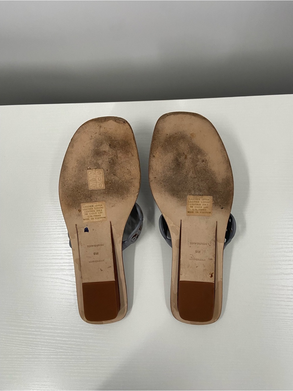 Tory Burch TINY MILLER THONG SANDAL LEATHER Cloud Blue size 9 - Picture 12 of 13